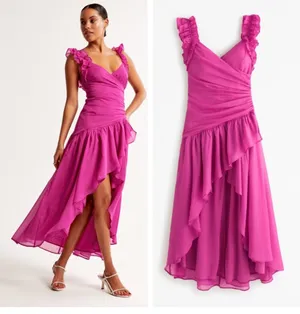 Abercrombie and Fitch Pink High Low Dress thumbnail 3