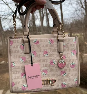 NWT Juicy Couture Strawberry Print Tote Crossbody Bag Y2K Coquette Pink Charm thumbnail 1