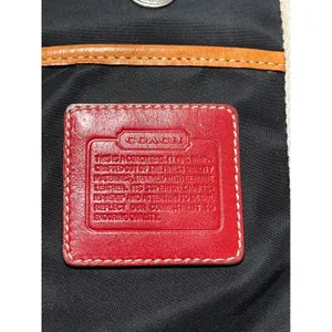 Y2K Coach Hamptons Weekend Tote Bag Black Nylon Red Leather Trim 5078 thumbnail 2