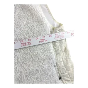 Talbots Womens Cream White Sherpa Fleece Quilted Trim Full Zip Vest Size M Soft thumbnail 6