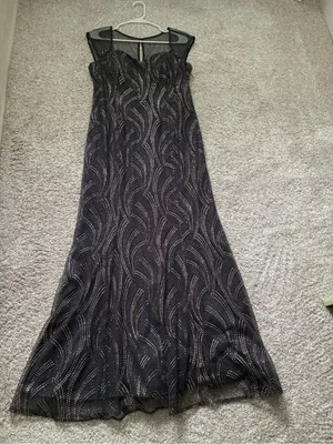 SLNY Y2K Glitter sparkling Maxi Dress Sz 12 Prom Party evening stretch Mermaid thumbnail 13