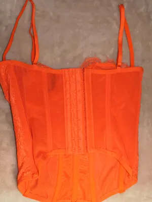 Out From Under Urban Outfitters Lace Corset Bustier Top Orange Neon Size S thumbnail 3
