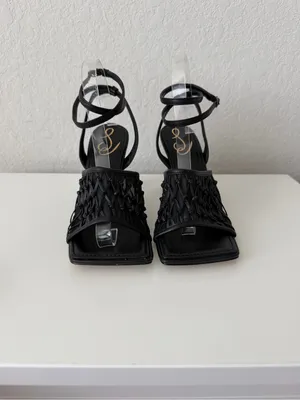 Sam Edelman Black CANDICE Woven Ankle-Tie Heel Sandals size 8 thumbnail 5