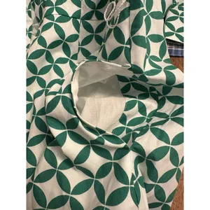 Boden Shirt Dress Long Sleeve Button Up Cotton Green/White Geometric Size 6R thumbnail 5