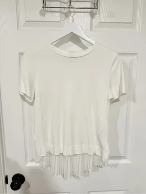 Banana Republic White Cotton Pleated Back Top Quiet Luxury Minimalist XS thumbnail 3
