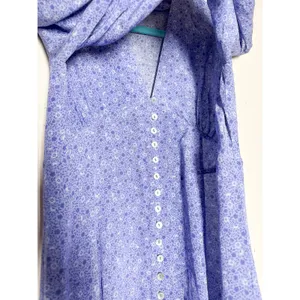 Realisation Par The Vivienne Blue Floral 100% Silk Midi Dress L thumbnail 7