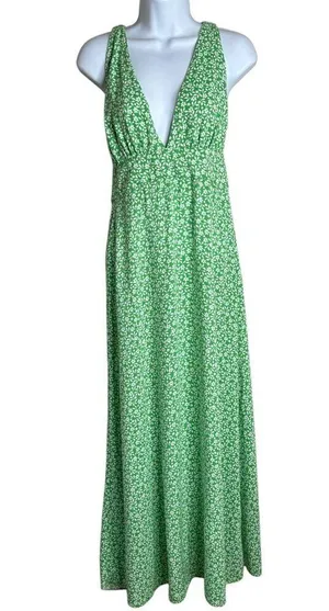 ASOS Plunge Maxi Dress in a Green Based Ditsy Floral Print - Size 10 thumbnail 3