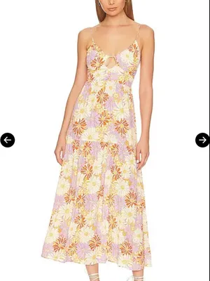 l*space Gemma Wavy Daisy Floral Print Midi Dress Size Small thumbnail 12