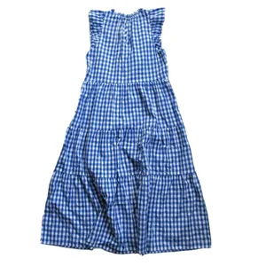 NWT J.Crew Tiered Ruffle-Sleeve Midi in Sapphire Gingham Cotton Dress XS thumbnail 9