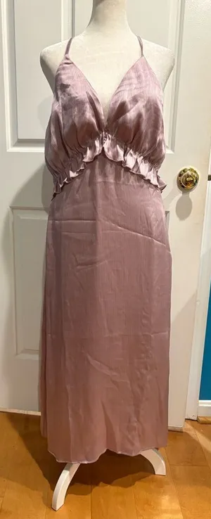 Y.A.S. asos slip satin cocktail dress long midi pink lilac new NWT romantic boho thumbnail 1