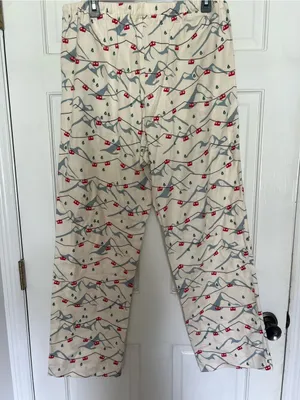 Hanna Andersson Cream Mountain & Cabin Print Pajama Pants with Red Accents thumbnail 7