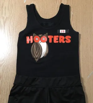B64 #28 Womens Hooters Girl Uniform Tank Top & Shorts Black Size Xs/Xxs thumbnail 2