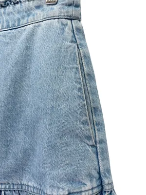 Madewell Pull On Denim Midi Skirt Size XS Normandie Wash Ruffle Waist Pockets thumbnail 6