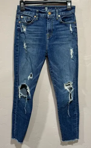 7 for all mankind the high waist ankle skinny jeans size 26 thumbnail 1