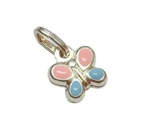 925 Sterling Silver blue pink buttetfly necklace charm pendant very small thumbnail 1