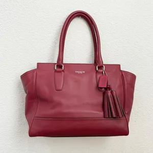 COACH 19890 Dark Red Leather Legacy Medium Candace Carryall Tote Shoulder Bag thumbnail 7