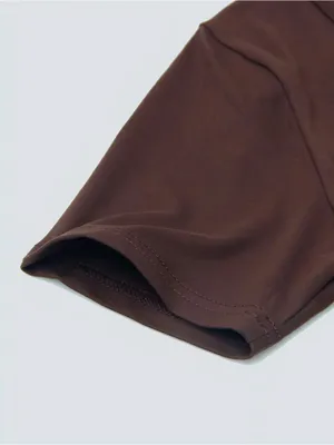 Women's round-Neck Short Sleeve Maxi Dress - Brown thumbnail 5