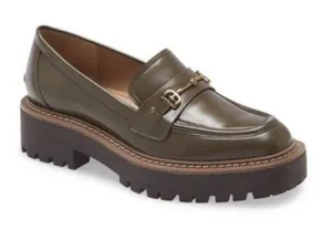 Sam Edelman Tully Alpine Green Shiny Slip On Chunky Lug Sole Loafers‎ Size 7.5 thumbnail 1