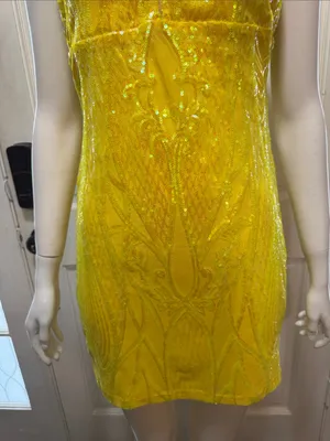 Banjul Yellow Sequin Ruffle Strap Mini Dress thumbnail 8