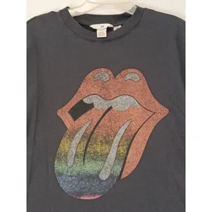 H & M Women’s T-Shirt Oversize Rolling Stones Tongue Mouth Logo Graphic Band XL thumbnail 5