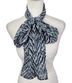Blue Chevron Print Scarf One Size Blue Chevron Scarf thumbnail 1