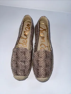 Sam Edelman Taupe Snake-Print Espadrille Flats thumbnail 3