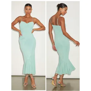 Lulus Giorgina Sage Mesh Gathered Trumpet Midi Dress Size XS Cocktail Sexy thumbnail 2