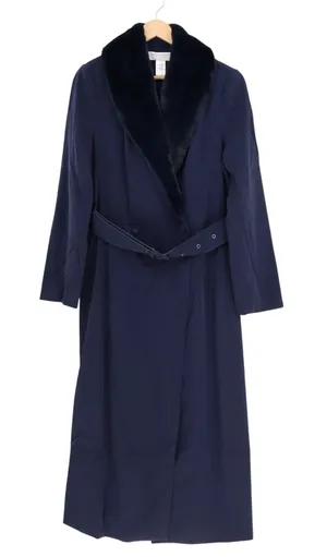 Naked Wardrobe The Statement Trench Coat Womens Large Navy Stretch Long Sleeve thumbnail 1