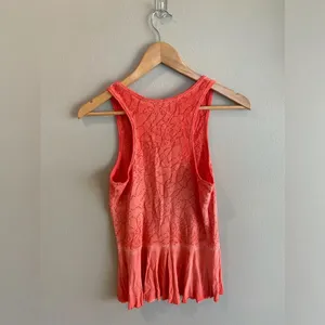 FREE PEOPLE Rally Tank‎ Top Orange Perforated Peplum Summer Tank EUC XS thumbnail 2