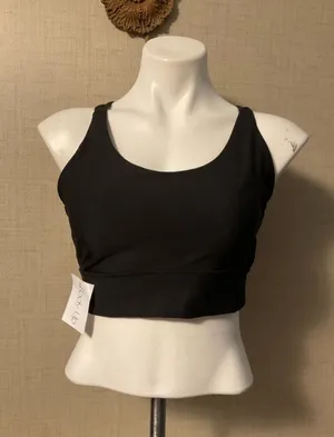 Women's Black Scoop Sports Bra with Wide Support Band thumbnail 1