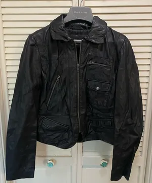 Black Rivet‎ Leather Jacket Zip Up size Large pockets NWOT thumbnail 1