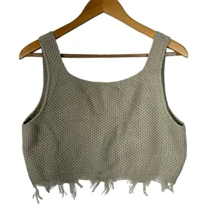 NEW Prettylittlething Plus Fringe Knit Crop Top Size US 14 thumbnail 2