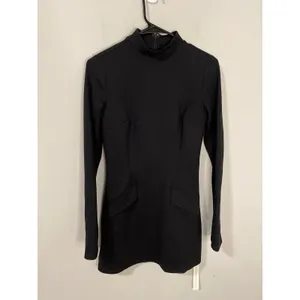 Reformation Atlas Knit Dress Black Mock Neck Mini Dress XS thumbnail 2