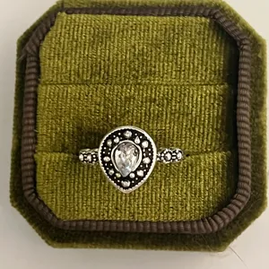 Vintage/Boho Design Teardrop Shaped Cubic Zirconia Silver Statement Ring S 6 thumbnail 2