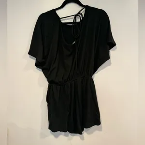 Black‎ ribbed oversized romper thumbnail 2