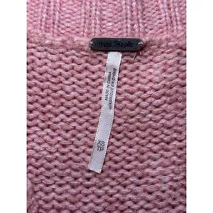 Free People Orange Pink Oversized Dolman Sweater Chunky Knit Top XS thumbnail 6