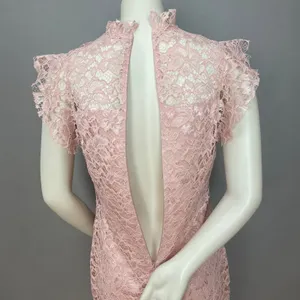 Enfocus Studio Lace Sheath Dress Women 8 Blush Pink Mock Neck Flutter Sleeve‎ thumbnail 13