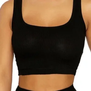 Naked Wardrobe Crop Ribbed Tank Top Small Black thumbnail 1