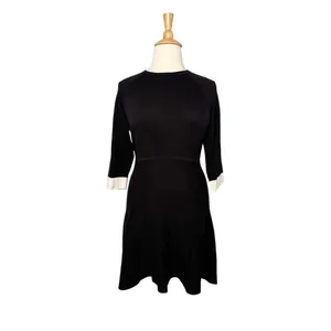 Vince Camuto Black And White Trim Fit And Flare Knit Sweater Dress Size XL thumbnail 2