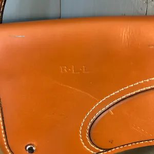 Lauren Ralph Lauren Hunter Green and Tan Leather Tote Bag thumbnail 2