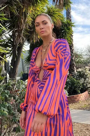 AFRM Portia Dress in Orange Zebra Small thumbnail 3
