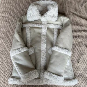 Urban Outfitters NWT Cream & White Faux Leather Jacket w Faux Fur Trim thumbnail 1