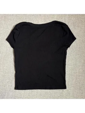 EST.PAC 1980 Black Scoop Neck Short Sleeve Crop Top Size S thumbnail 2