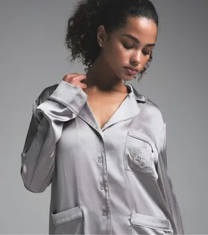 SKIMS Silver Women's Hotel Shine Pajama Top thumbnail 1