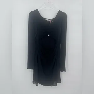LoveShackFancy‎ black Nanita cut-out mini dress size 12 NWT thumbnail 3