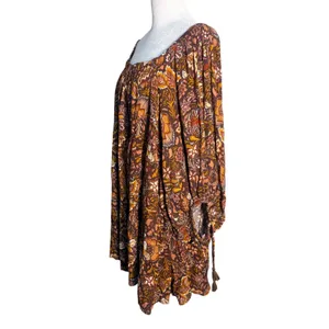 Olivaceous Paisley Tiered Mini Dress Boho Balloon Sleeve Anthropologie Medium‎ thumbnail 2