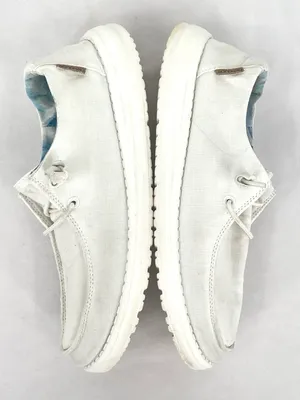 HEY DUDE Wendy Silk Moon White Canvas Slip-On Loafers Women’s 7 thumbnail 3