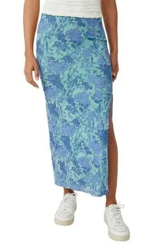 Free people Rosalie Floral Print Mesh Skirt in blue S thumbnail 1