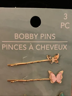 Gold Butterfly Bobby Pin Set with Pink & Teal Accents thumbnail 3