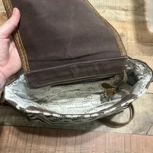 Myra Bag Women's Leather Cotton Crossbody Bag Purse 13"x9"x3" Western Country thumbnail 7